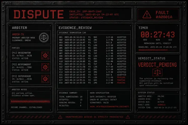Dispute resolution system interface with arbiter panel