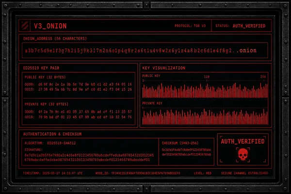 V3 onion address Ed25519 key cryptographic authentication