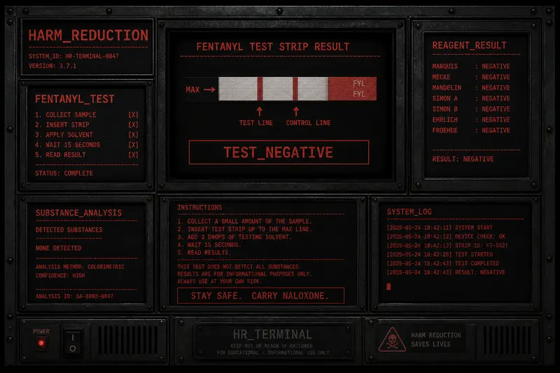 Drug harm reduction testing kit information terminal