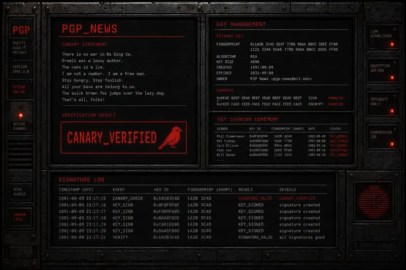 PGP encryption key signing ceremony darknet security